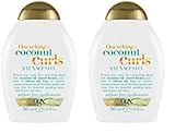 OGX Quenching + Coconut Curls Shampoo (385 ml), feuchtigkeitsspendendes Locken Shampoo mit Kokosöl, Zitronenöl & Honig, ohne Sulfate (Packung mit 2)