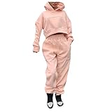 Winter-Pyjama für Damen, Turn-Set, trendig, 2025, modisch, solider Samtpullover, lässiger zweiteiliger Anzug im Winter, Schlafanzug für Damen Winter, rose, XL