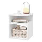 EUGAD Nachttisch Weiß, Beistelltisch mit 2 offene Fächer, 35x41,5x35 cm, Nachtkommode Nachtschrank für Boxspringbett, Platzsparender Nachttisch für Wohnzimmer Schlafzimmer, 0002CTG