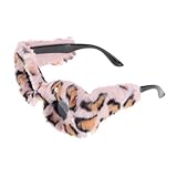 Holibanna Sonnenbrille Damen Accessoire Katzenaugen Accessoire partybrille rosa Farbtöne Rock aus Kunstpelz Geparden-Zubehör Pelzige Fischerhüte für Damen Punk-Brille Samt Leopard