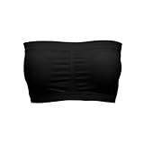 Alleen Damen Trägerlos Gepolster BH Atmungsaktiv Stretch Bra Ohne Bügel Nahtlos Bandeau (XXL, Schwarz)