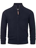 Indicode Herren INLut Strickjacke mit Stehkragen | Fein-Strick Cardigan mit Kragen und Reißverschluß Navy L