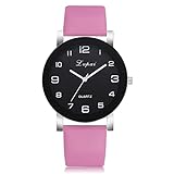 Klassische Herren-Armbanduhr -Quarz-Band-Frauen-Uhr-Uhr-Handgelenk-beiläufige analoge Damen-Uhr Damen Farben (Hot Pink, One Size)