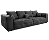 Cavadore Big Sofa Mavericco / XXL Couch im modernen Design / Inklusive Rückenkissen und Zierkissen / 287 x 69 x 108 cm (BxHxT) / Mikrofaser Schwarz