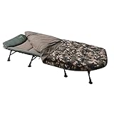 MK-Angelsport Karpfenliege mit Schlafsack Angelliege 8 Bein Bedchair Camo Sleeping System Liege Gartenliege Angeln