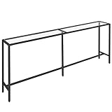 MAHANCRIS 180 cm Langer Konsolentisch, Sofatisch aus gehärtetem Glas, moderner Beistelltisch, Einfacher Aufbau, Metallrahmen, geeignet für Wohnzimmer, Eingang, Schwarz ACTH18B01Z