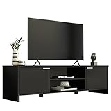 Madesa TV Schrank, TV Lowboard mit 2 Türen für Wohn- und Schlafzimmer für TV bis 65 Zoll, 145 x 38 x 40 cm, aus Holz - Schwarz