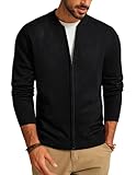 PJ PAUL JONES Herren Feinstrick Cardigan mit Stehkragen Leichter Freizeit Winter Strickjacke für Männer (Schwarz, L)