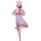 Spooktacular Creations Unisex Erwachsene Pyjama Schlafanzug, Plüsch Damen Herren Jumpsuit Jumpsuit Einhorn Tier Kostüm Halloween Karneval Kostüm (Large)