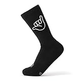 FYNGERS | HANG LOOSE, SHAKA | Sportsocken mit Handzeichen | Schwarz | Bio-Baumwolle | Top Qualität