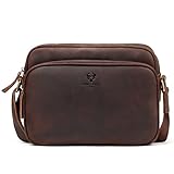 Herren Leder Casual Schulter Umhängetasche Herren Leder Umhängetasche Vintage Aktentasche Business Travel Work Verstellbare Messenger Sling Bag (Brown)