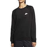 Nike Damen Sportswear Essential Fleece-Rundhalsshirt, Black/White, S