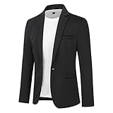 Allthemen Herren Sakko Sportlich Slim Fit Blazer Männer Modern Freizeit Jackett Business Anzugjacke Schwarz M