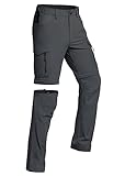 Vzteek Herren Wanderhose Zip Off Trekkinghose Outdoorhose Sommer Softshell Stretch Hose Kurz für Wandern,Abnehmbar,Baggy,Fahrrad,arbeits(DKgrey03,L)