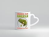 Geboren zum Angeln | Angler Tasse | Fischer Spruch - Herzhenkel Tasse - Kaffeetasse/Geschenk/Familie