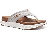 ONCAI Orthopädische Flip Flops Damen mit Arch Support Damen Orthotische Erholung Sandalen Komfortable Plantar Fasciitis Slip On Walking Sandale für Womans Indoor Outdoot Casual Sommer KhakiWeiß 36