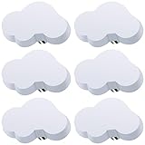 AINIUNIU 6 pcs Wolkenform Schubladenknöpfe Möbelknäufe, Cartoon Form Weicher Kleber Knöpfe für Kinder, für Schrankgriff Schubladen Knöpfe, Kinderzimmer Schränke, Toy Organizer Box (Weiß)