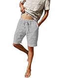 LVCBL Casual Herren Shorts Leinen mit Kordelzug Homewear Hellgrau 3XL