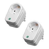 2X Steckdosenadapter mit Überspannungsschutz, 1-Fach, weiß, 2 Stück