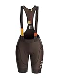 INBIKE Fahrrad Trägerhose Damen Kurz Gepolstert Sommer Fahrradhose Bib Shorts Rennrad Atmungsaktiv Schnelltrocknend Radlerhose mit Sitzpolster für Radsport Braun M