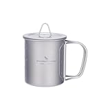 iBasingo 200ml Camping Becher Outdoor Tasse Titan Trinkbecher Mug mit Deckel & Klappgriff Ultraleichter Tee Kaffee Wasserbecher Picknick Kochgeschirr Ti3033D