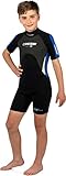 Cressi Unisex-Kinder Med X Jr Wetsuit 2.5mm Shorty Neoprenanzug Ideal zum Schnorcheln und Tauchen in gemäßigten Gewässern, Schwarz/Blau, XS (6/7 Jahre)