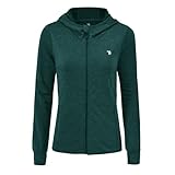 donhobo Damen Sportjacke Laufjacke Langärmlig Leicht Atmungsaktiv Full Zip Sweatjacke für Wandern Outdoor Running (Dunkelgrün, XXL)