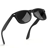 wearPro Sonnenbrille-Herren-Damen-Polarisiert-Rechteckig Unisex Retro Klassische Vintage Polarisierte Brille UV400 Schutz Classic Sunglasses Eckig für Fahren (1-schwarz Grau)