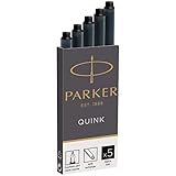 Parker Tintenpatronen für Füller | lange Patronen | schwarze QUINK Tinte | 5 Stück