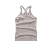 BOTCAM Kleinkind Kinder Mädchen Tanz Tank Top Racerback Crop Tank Top Soild Ärmellos Sport Tanz Top Ballett Gymnastik Tanzkleidung Shirt Langarm Weinrot Bauchfrei Pullover (Grey, 4-5 Years)