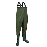 Lospitch Wathose 70D Nylon Composite PVC Angelhose, mit rutschfesten Gummistiefeln, Teichhose, Hochwasserhose, geeignet für Baustellen, Angeln, Bauernhöfe, Gärten (46/47XXL)