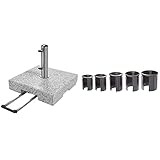 Doppler SL-AZ Granit Auszieh-Griff 72kg Sonnenschirmständer, grau & Reduziereinsätze für Granit Sonnenschirmständer – Reduzierringe 5er Set – 52/48/38/32/25 mm