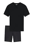 Uncover by Schiesser Herren Pyjama Kort Schlafanzug kurz, Schwarz, 50 EU