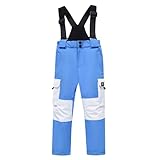 Lidssacde Schneehose Mädchen Jungen Wasserdicht Winddichte Thermohose Skihose Snowboardhose Softshellhose Warme Gefütterte Ski Pant Hosenträgerhose Outdoorhose Skilanglaufhose Schneehose