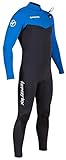 Herren Hyperflex VYRL 3/2 mm Frontreißverschluss Fullsuit, Schwarz/Blau, Größe L