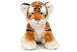 Teddy Hermann 90448 Tiger braun 32 cm, Kuscheltier, Plüschtier mit recycelter Füllung