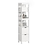 SoBuy FRG126-W Hochschrank für Bad Badmöbel Badezimmer Badregal mit Fußpolster weiß BHT ca.: 30x144x30cm