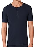 Schiesser Herren Unterhemd Shirt Kurzarm 1/2 mit Knopfleiste - 174018, Größe Herren:6, Farbe:dunkelblau