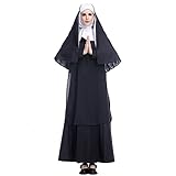 Halloween Mutter Superior Kostüm Erwachsene Nonne Kostüm Schwarz Priester Outsuit Maria Priester Traditionelle Nonne Cosplay Kostüm, schwarz, Large