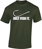 Angel Tshirt Herren : Fish it - Angler T-Shirt Männer - Angler Geschenke - Angelkleidung - Angel Zubehör (Army L)