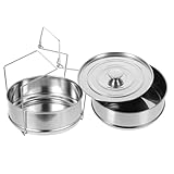 MOLUCKFU Käfigdampfer stapelbare Dampfeinsatzpfannen Pfannen für Schnellkochtöpfe Dampftopf pressure cooker drucktopf pfannenwender Einsätze für Topf Dampfgarzubehör Rostfreier Stahl Silver