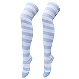 1 Paar weihnachtliche lange Strümpfe für Damen über Kniestrümpfe Weihnachten Cosplay Party Kostüme Socken kniehohe lange gestreifte Strumpfsocken Strümpfe Mit Blumenmuster Blickdichte Strümpfe 100 Den