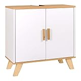 EUGAD Waschbeckenunterschrank Unterschrank Badezimmerschrank Waschtisch Badschrank mit 2 Türe 60 x 30 x 60 cm Weiß