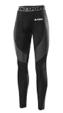 AMZSPORT Kompressionshose Lang Hose Funktionswäsche Leggings Pants Base Layer Lang Fitness Tight for All Season, Silber-28, L