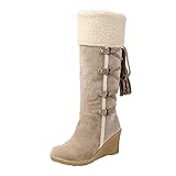 Knielange Stiefel für Frauen Schnee Baumwollstiefel Long Booties Damenstiefel Damen Absatz 43 Weiße Sneaker Schuhe Damen Stoff