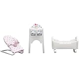 Lundby Babyzimmer Puppenhaus - Möbel 5-teilig - Puppenhauszubehör - Kinderzimmer - Babymöbel - Babybett - Hochstuhl - Wiege - Zubehör - ab 4 Jahre - 11 cm Puppen - Minipuppen 1:18