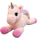 Georgie Porgy Kinder Plüschtier Plüsch Einhorn Kuscheltier mit mehrfarbigem Regenbogenschwanz Kuschelige Stofftier Geschenke für Mädchen (15'' Rosa Einhorn)