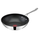 Tefal Jamie Oliver by Cook's Direct On Wokpfanne, 28 cm, Antihaftversiegelung, Thermo-Signal, genieteter Griff, induktionsgeeignet, Edelstahl, E3041934