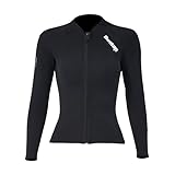 Owntop Neoprenanzug Jacke für Damen - 2mm Neoprenanzug Top Langarm, Frontreißverschluss für Tauchen Surfen Schnorcheln Schwimmen, Damen Schwarz M