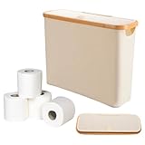 Toilettenpapier Aufbewahrungskorb,Badezimmer Aufbewahrungsschrank mit Deckel, Badezimmer Organizer, Klopapier Aufbewahrung Box Toilet Paper Behälter, 43,5x14,5x35cm, Beige